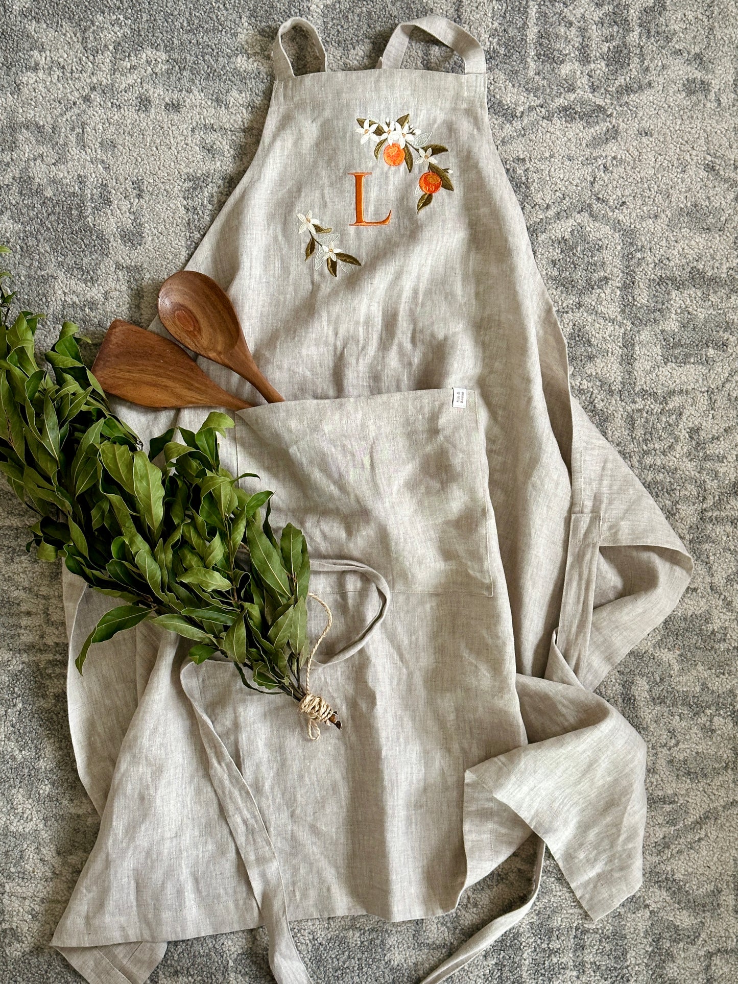 Linen Apron- Orange blossom