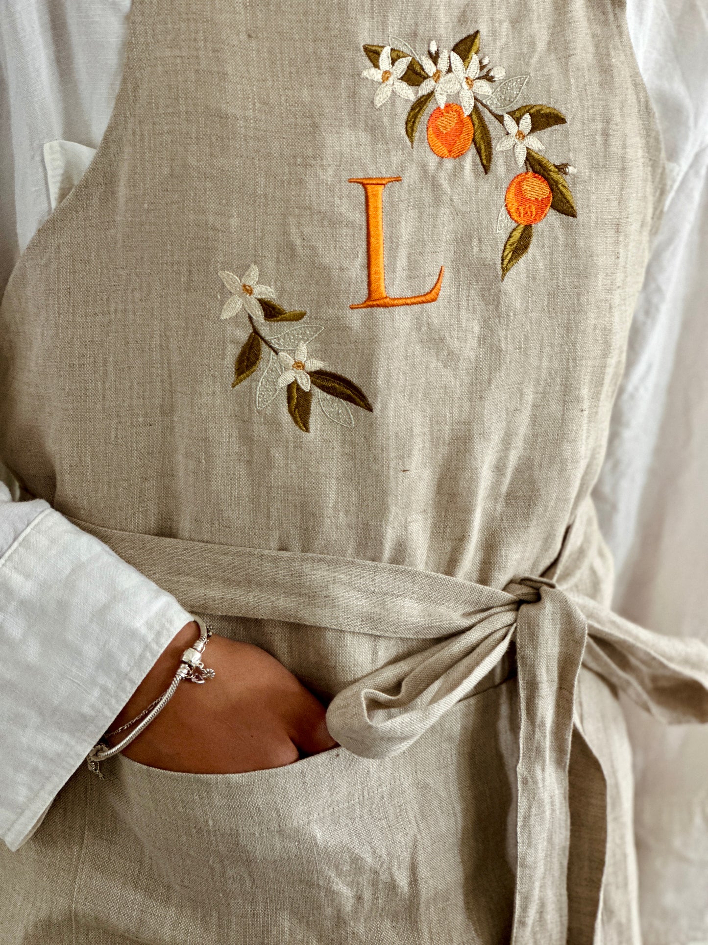 Linen Apron- Orange blossom