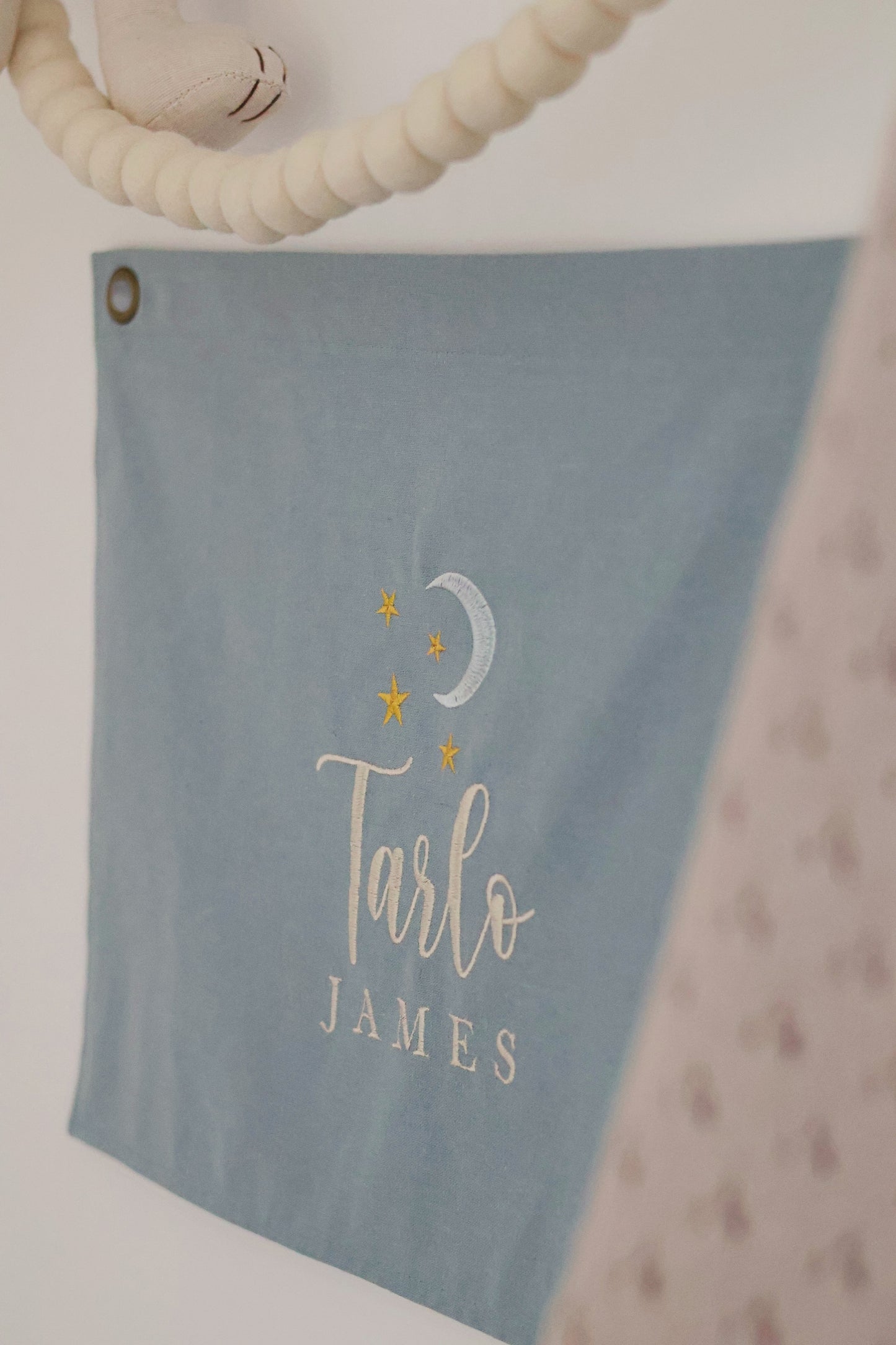 Personalised room flag- Dusty Blue