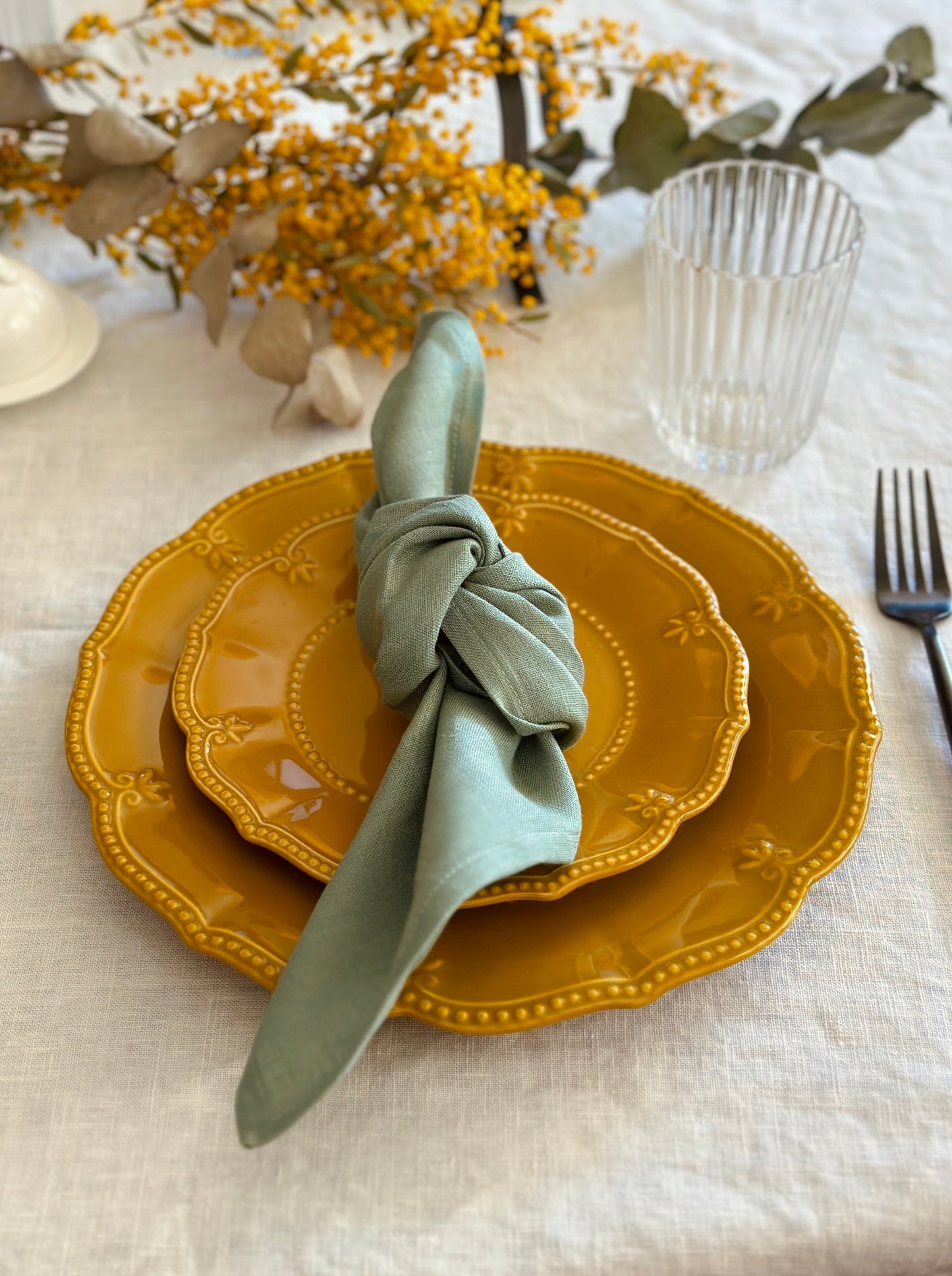 Pure Linen Napkins- Sage