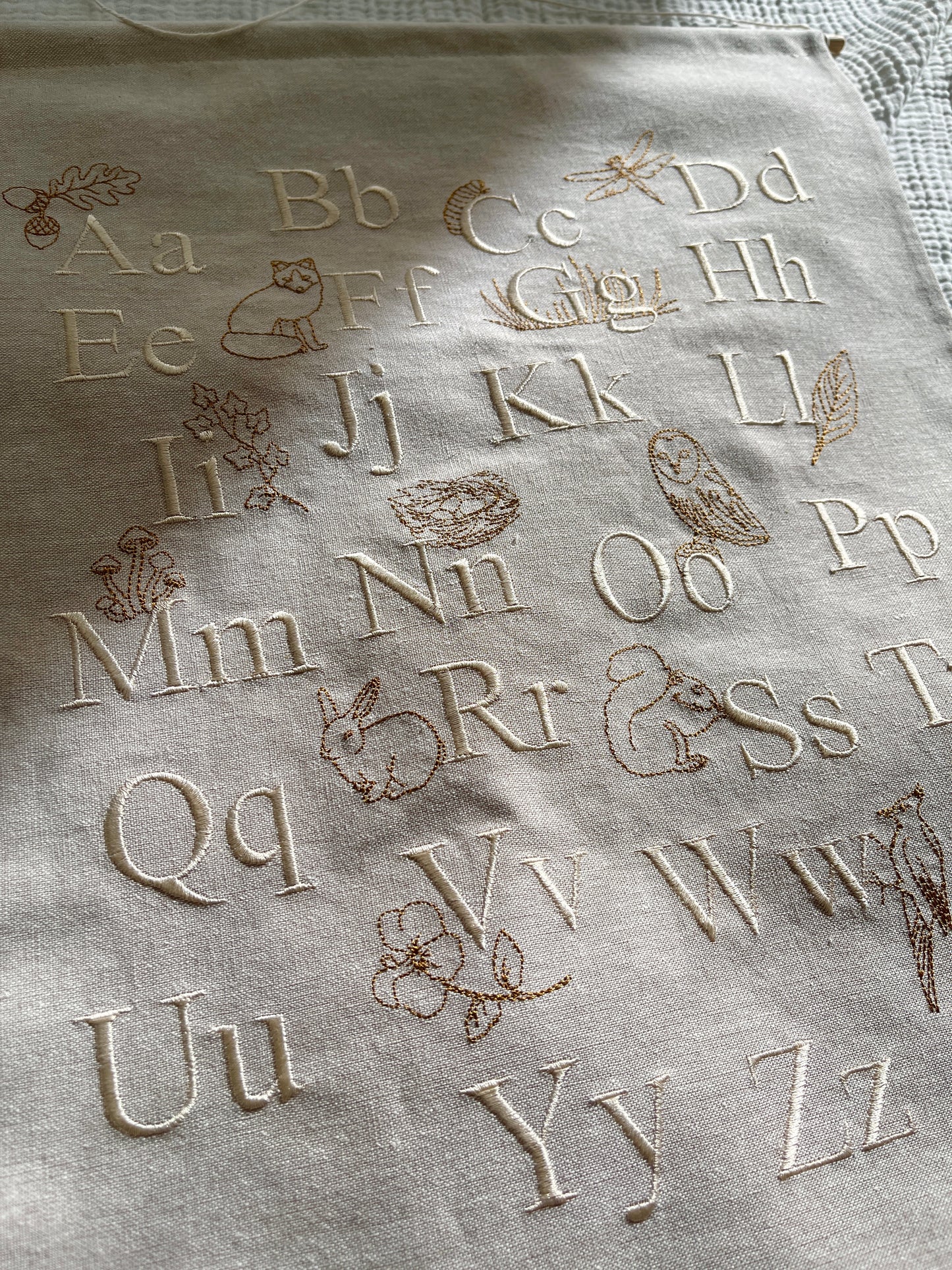 Woodland alphabet wall hanging