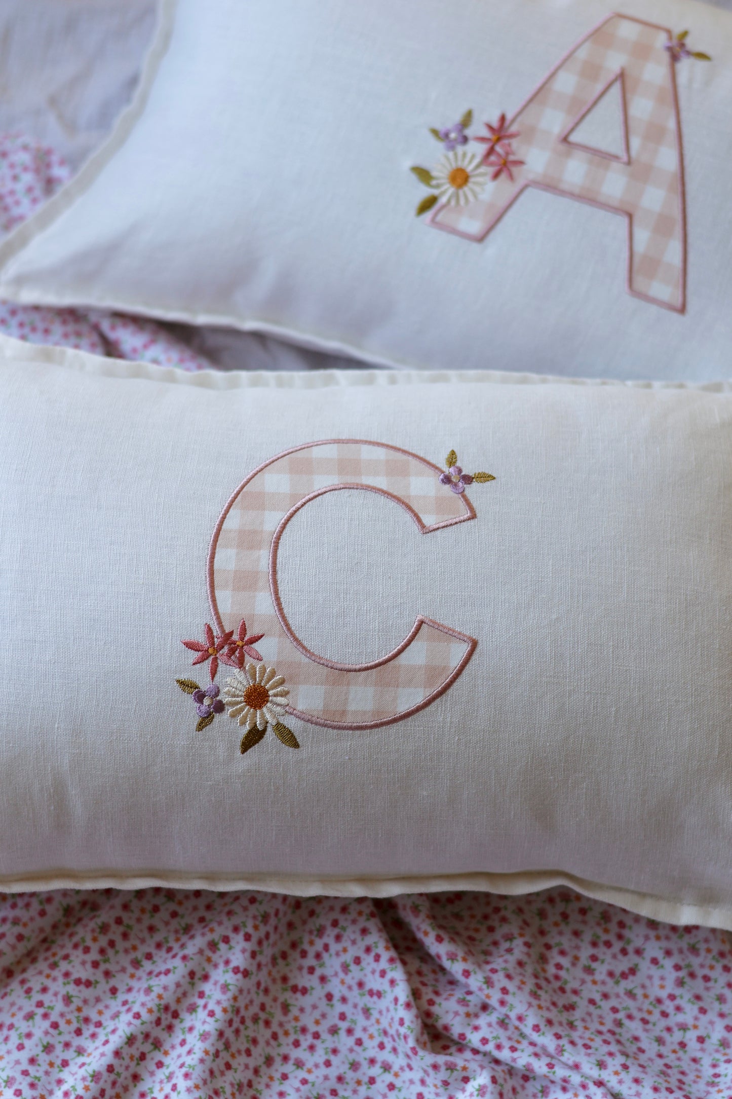 Spring Gingham Linen Cushion Cover