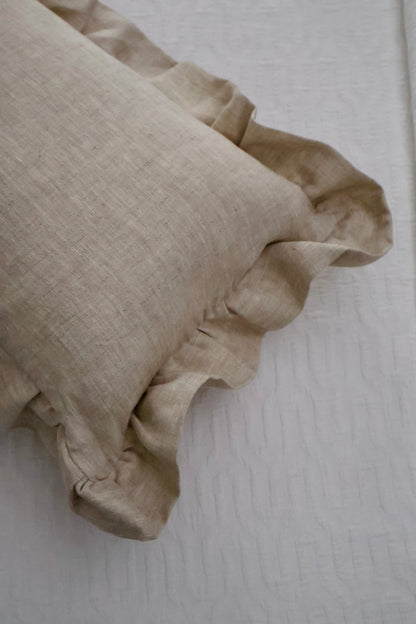 Personalised Ruffle Linen Cushion Cover