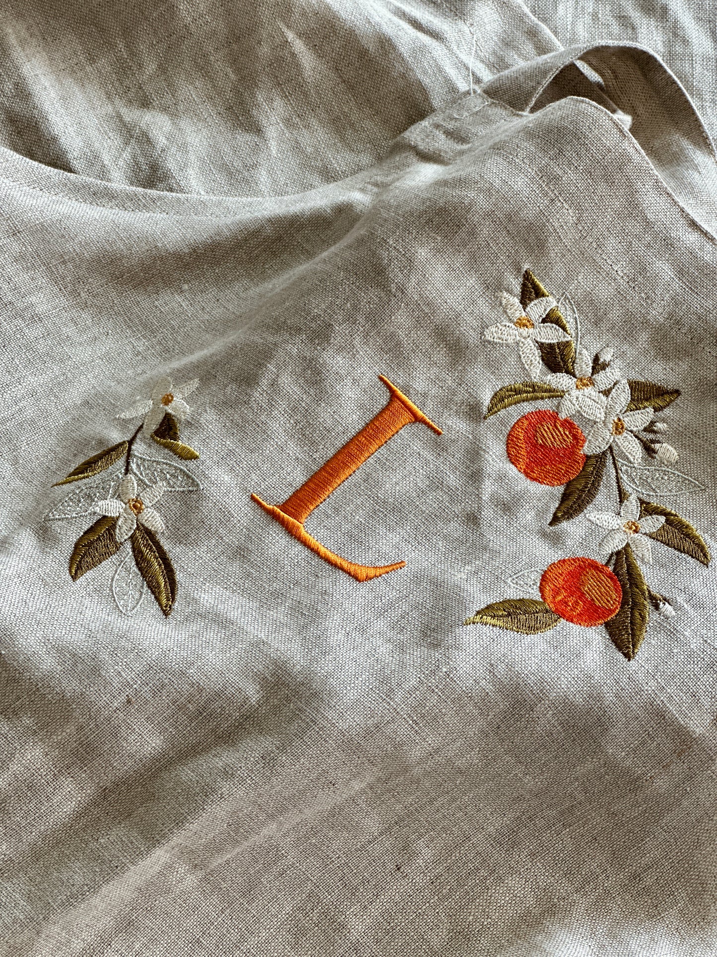 Linen Apron- Orange blossom