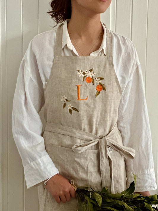 Linen Apron- Orange blossom