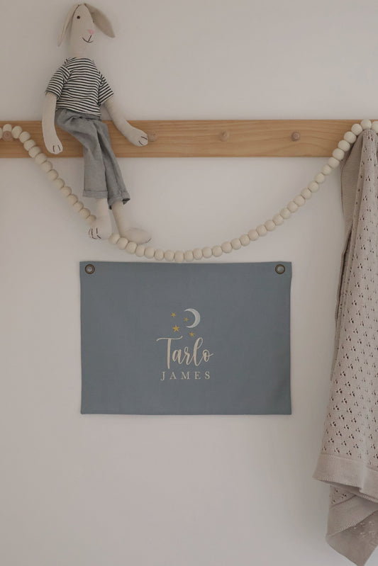 Personalised room flag- Dusty Blue