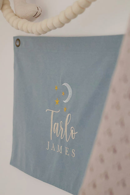 Personalised room flag- Dusty Blue