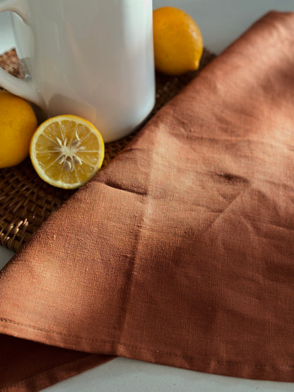Pure Linen Napkins- Rust