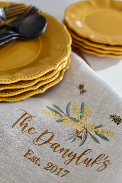 Linen Tea towel- Wattle Edition