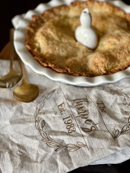 Pure Linen Tea towel- Wreath Edition