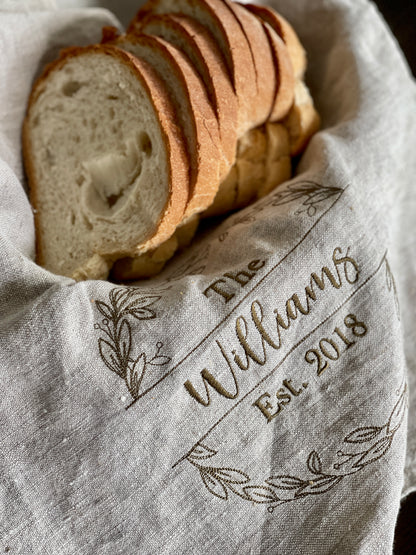Pure Linen Tea towel- Wreath Edition