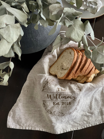 Pure Linen Tea towel- Wreath Edition